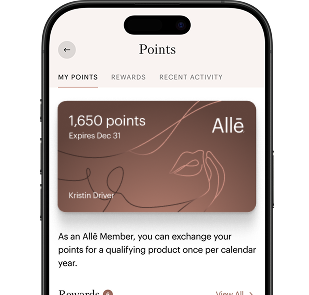 Alle app showing the earned points